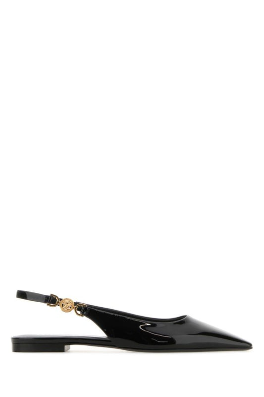 VERSACE | Black leather ballerinas