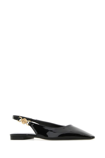 VERSACE | Black leather ballerinas