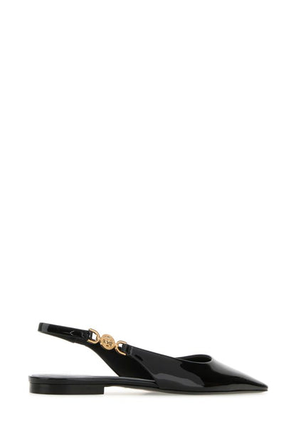 VERSACE | Black leather ballerinas