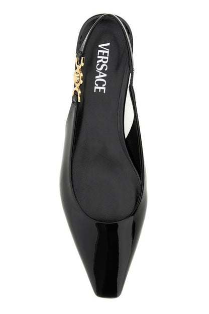 VERSACE | Black leather ballerinas
