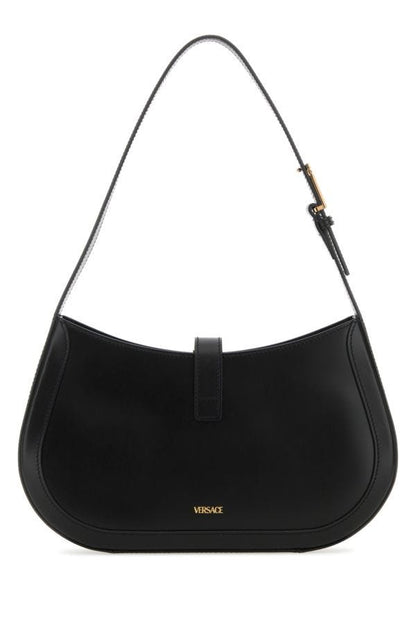 VERSACE | Black leather Greca Goddess shoulder bag