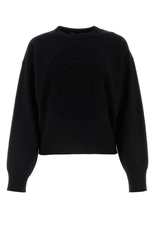 VERSACE | Black wool blend oversize sweater