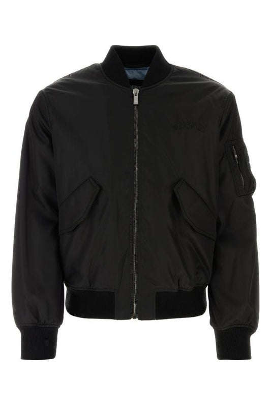 VERSACE | Black nylon padded bomber jacket