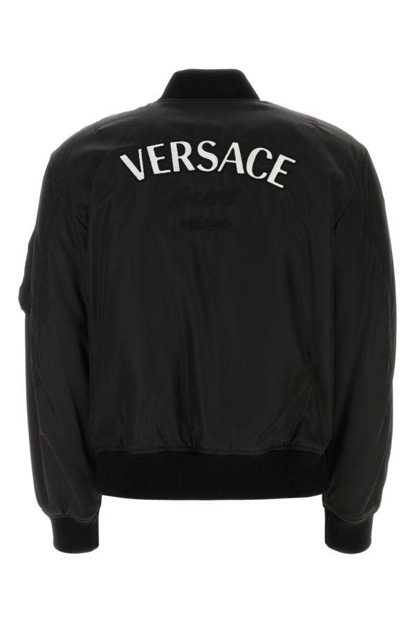 VERSACE | Black nylon padded bomber jacket