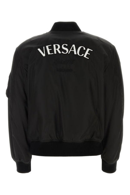 VERSACE | Black nylon padded bomber jacket