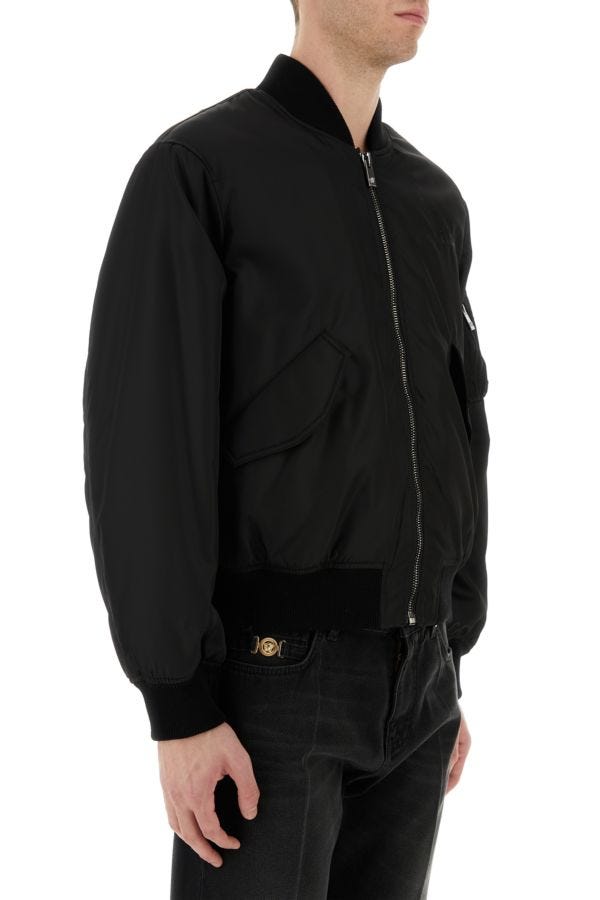 VERSACE | Black nylon padded bomber jacket