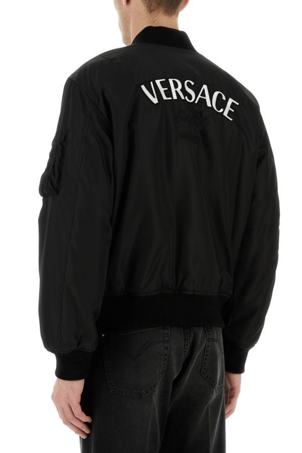 VERSACE | Black nylon padded bomber jacket