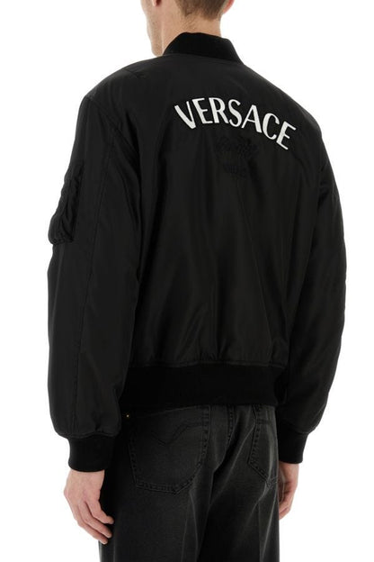 VERSACE | Black nylon padded bomber jacket