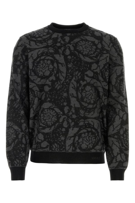 VERSACE | Embroidered wool blend sweater