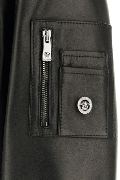 VERSACE | Black leather bomber jacket