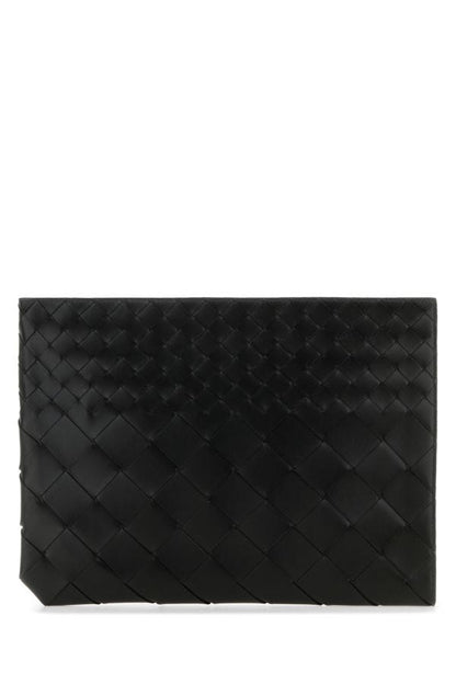 BOTTEGA VENETA | Black leather Intrecciato pouch