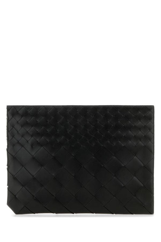 BOTTEGA VENETA | Black leather Intrecciato pouch
