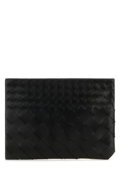 BOTTEGA VENETA | Black leather Intrecciato pouch