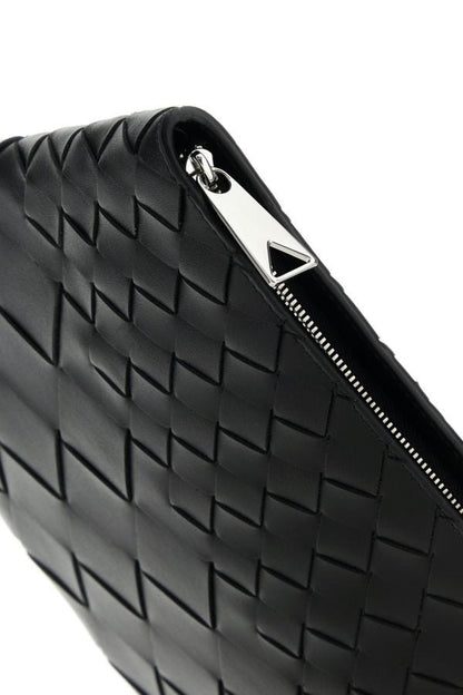 BOTTEGA VENETA | Black leather Intrecciato pouch
