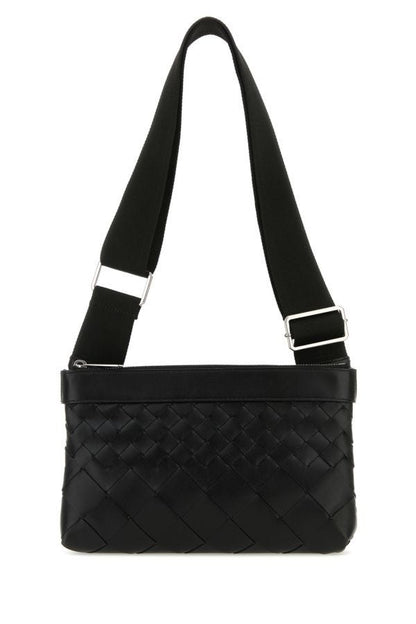 BOTTEGA VENETA | Black leather Duo Intrecciato crossbody bag