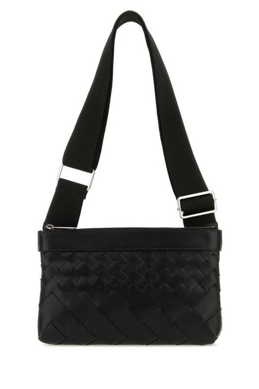 BOTTEGA VENETA | Black leather Duo Intrecciato crossbody bag