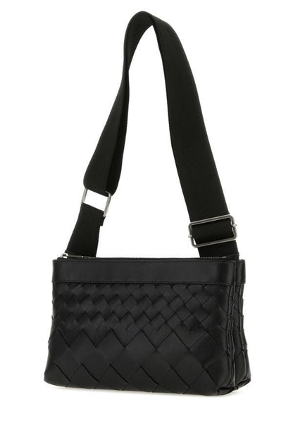 BOTTEGA VENETA | Black leather Duo Intrecciato crossbody bag