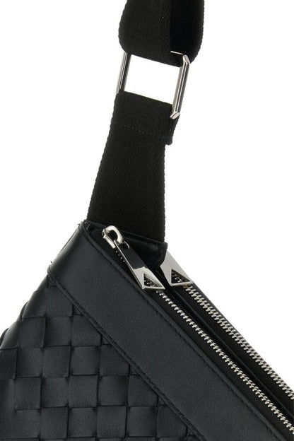 BOTTEGA VENETA | Black leather Duo Intrecciato crossbody bag