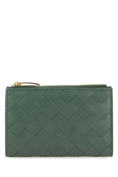 BOTTEGA VENETA | Sage green nappa leather medium Intrecciato wallet
