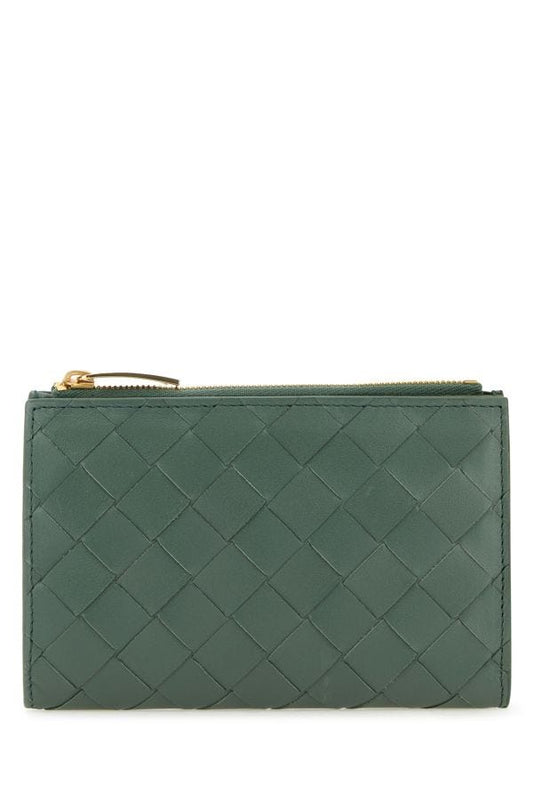 BOTTEGA VENETA | Sage green nappa leather medium Intrecciato wallet