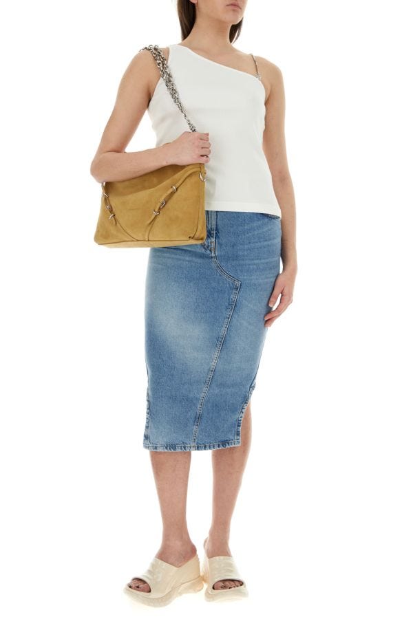 GIVENCHY | Beige suede Voyou Chain shoulder bag