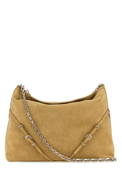 GIVENCHY | Beige suede Voyou Chain shoulder bag