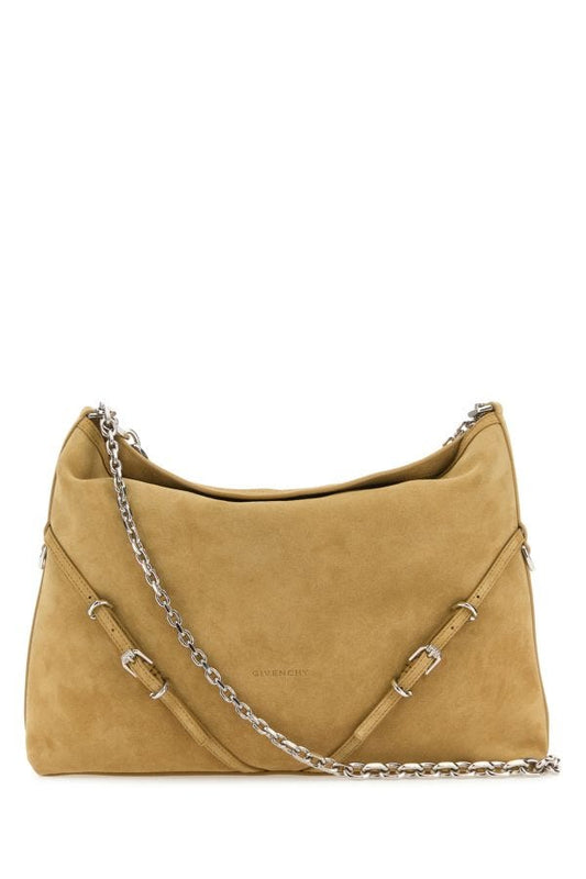 GIVENCHY | Beige suede Voyou Chain shoulder bag