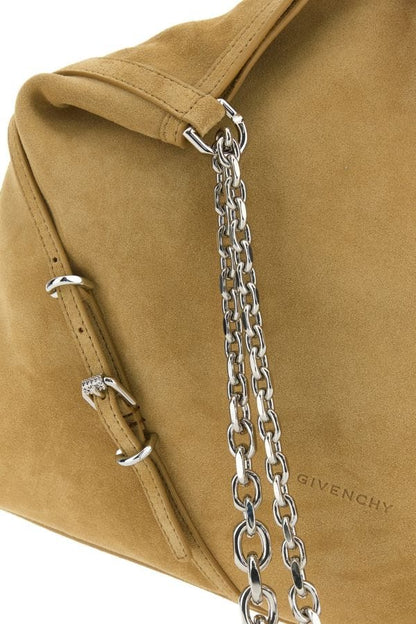 GIVENCHY | Beige suede Voyou Chain shoulder bag