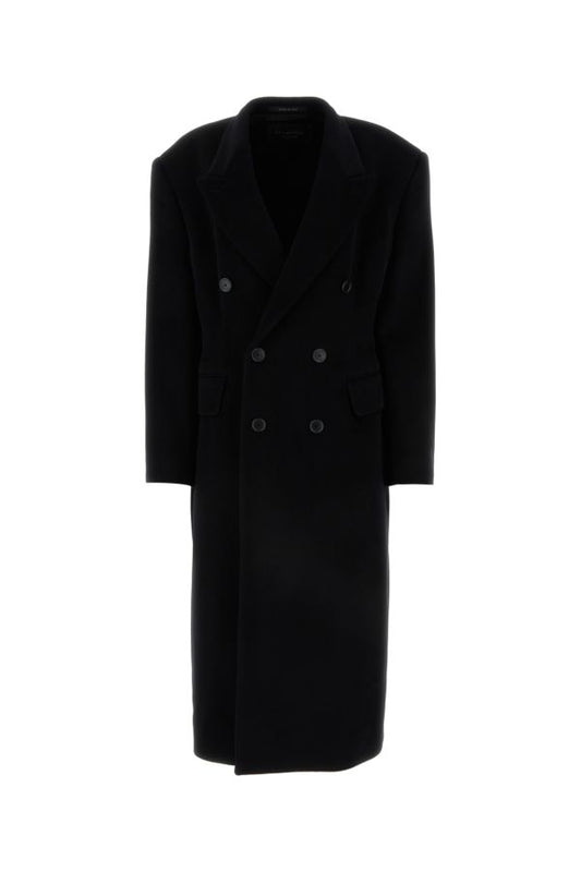 BALENCIAGA | Black cashmere blend oversize Cinched coat
