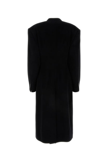 BALENCIAGA | Black cashmere blend oversize Cinched coat