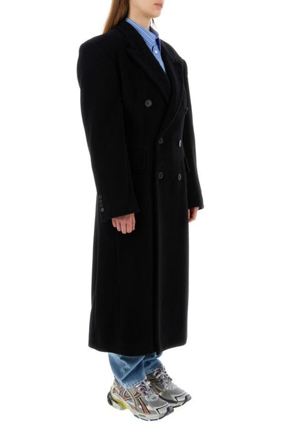 BALENCIAGA | Black cashmere blend oversize Cinched coat