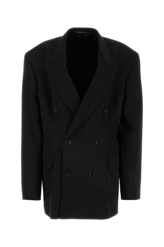 BALENCIAGA | Black barathea oversize Cinched blazer