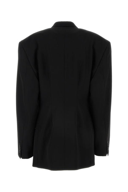 BALENCIAGA | Black barathea oversize Cinched blazer