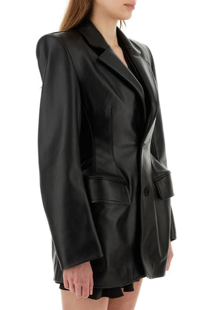 BALENCIAGA | Black leather Hourglass blazer