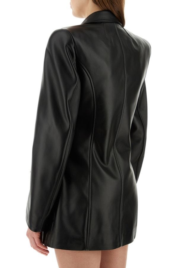 BALENCIAGA | Black leather Hourglass blazer
