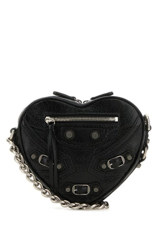 BALENCIAGA | Black leather mini Le Cagole Heart crossbody bag