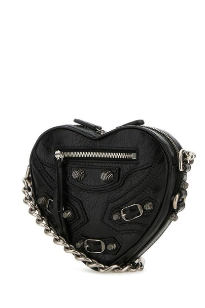 BALENCIAGA | Black leather mini Le Cagole Heart crossbody bag