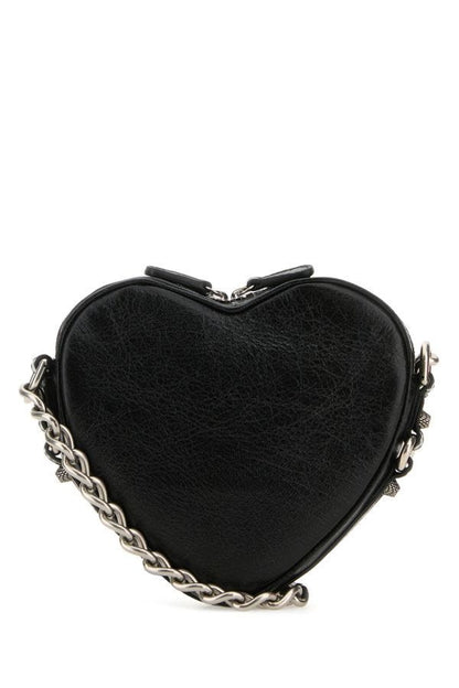 BALENCIAGA | Black leather mini Le Cagole Heart crossbody bag