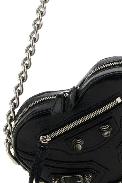 BALENCIAGA | Black leather mini Le Cagole Heart crossbody bag
