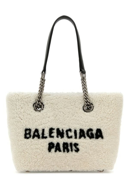 BALENCIAGA | White shearling Duty Free S handbag