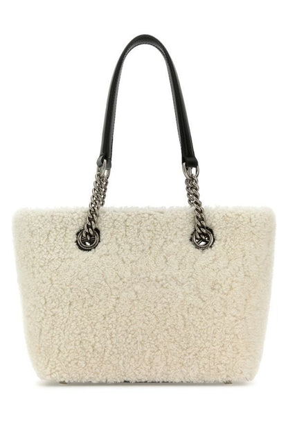 BALENCIAGA | White shearling Duty Free S handbag