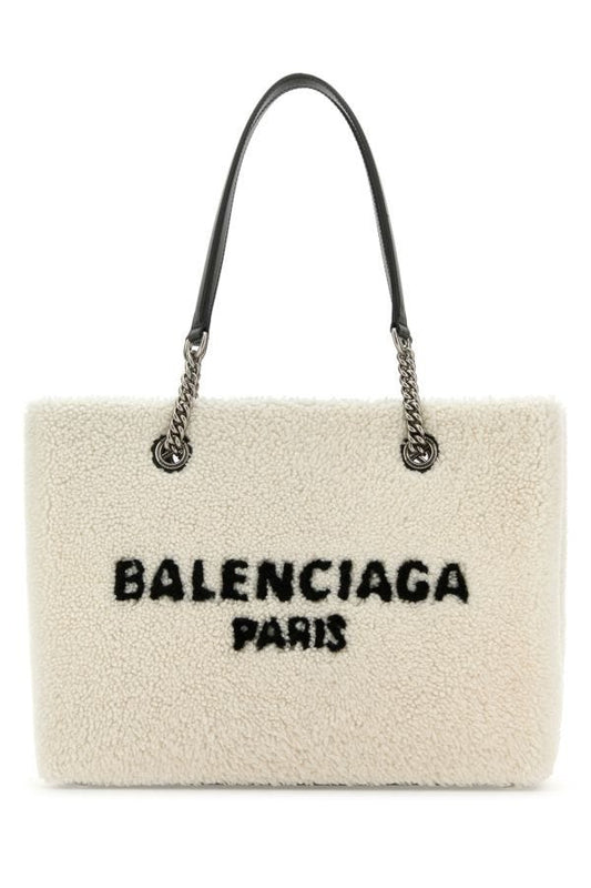BALENCIAGA | White shearling Duty Free M handbag