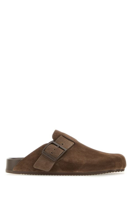 BALENCIAGA | Brown suede Sunday slippers