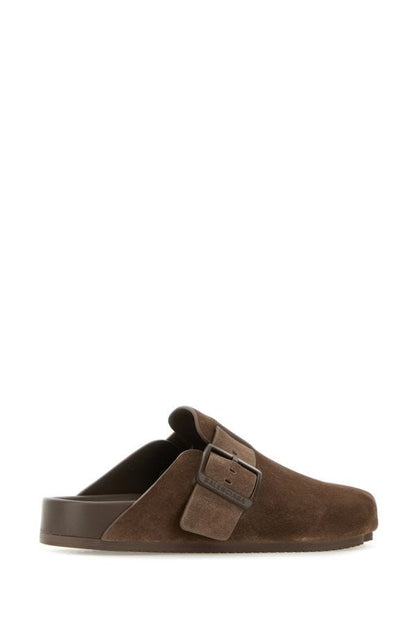 BALENCIAGA | Brown suede Sunday slippers