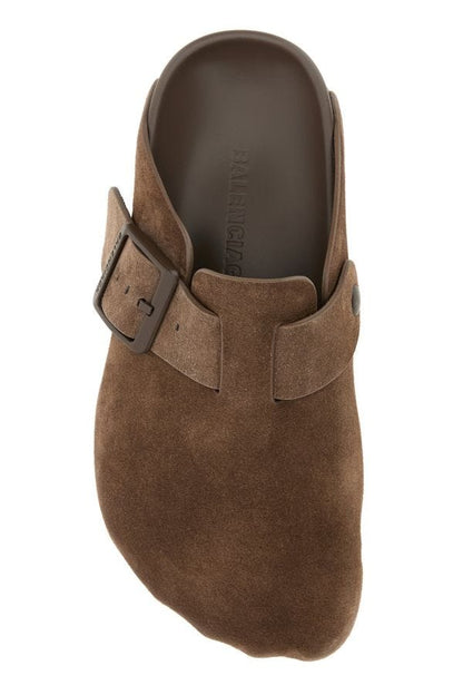 BALENCIAGA | Brown suede Sunday slippers