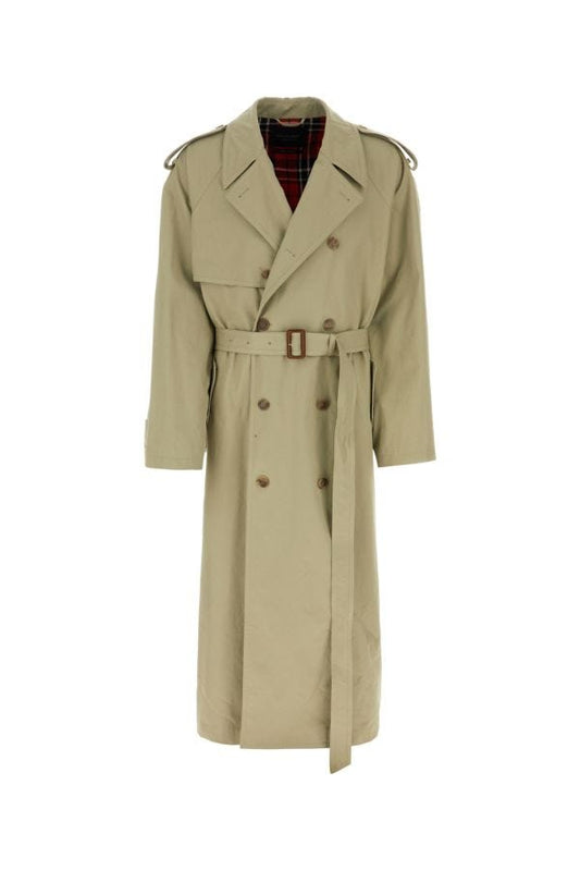 BALENCIAGA | Sage green cotton trench coat