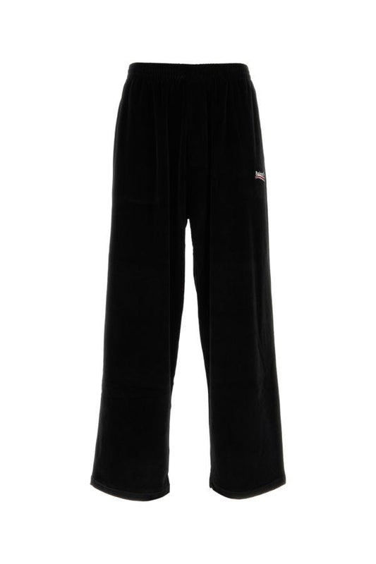 BALENCIAGA | Black velvet wide-leg pant