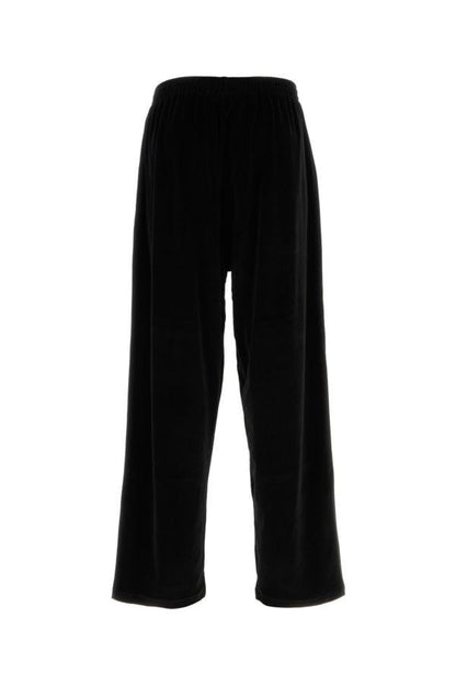 BALENCIAGA | Black velvet wide-leg pant