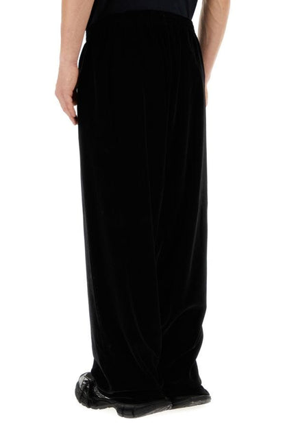 BALENCIAGA | Black velvet wide-leg pant