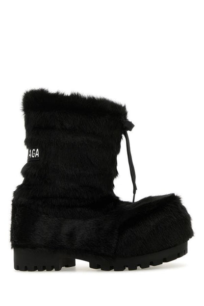 BALENCIAGA | Black eco fur Alaska ankle boots